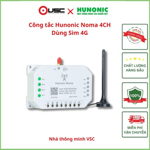 Công tắc Hunonic Noma 4CH | Dùng Sim 4G