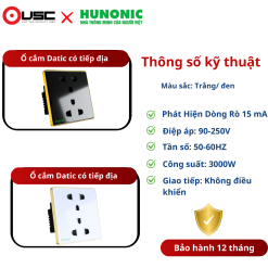 Ổ cắm có tiếp địa viền Vàng hình vuông
